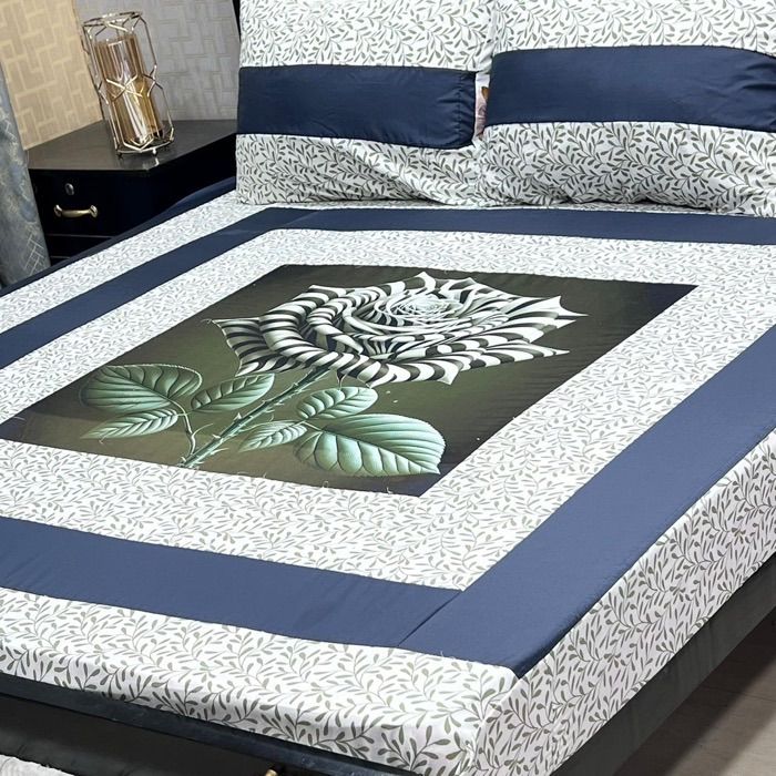 KING SIZE DIGITAL COTTON BEDSHEET FOR DOUBLE BED SKU-28 | 3D PANEL HD PRINTED