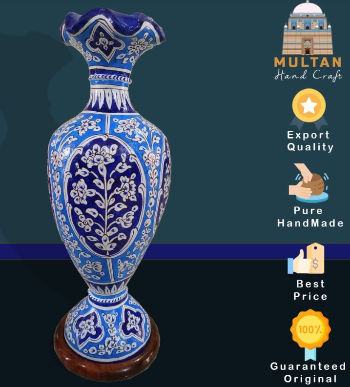 Vase with flowers Art Camel Skin Handmade Multani Decoration Piece